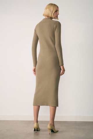 Robe maille zippée - Kaki