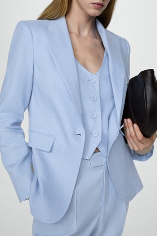 Veste costume 100% lin  - Ciel