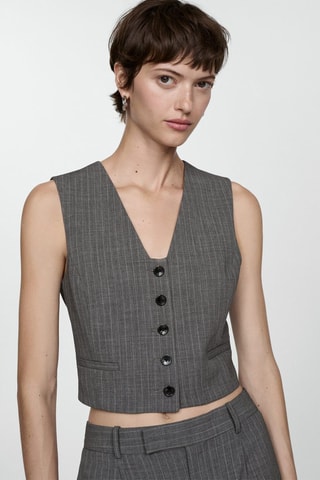 Gilet de costume à fines rayures - Gris