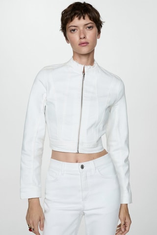 Blouson en jean fermeture Éclair - Blanc