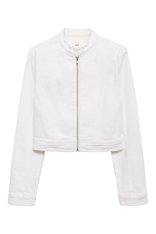 Blouson en jean fermeture Éclair - Blanc