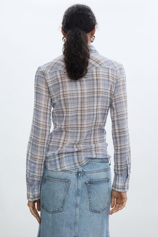 Chemise à carreaux en coton - Bleu