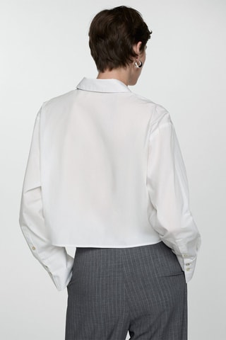 Chemise crop poche - Blanc cassé