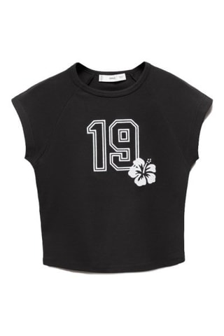 T-shirt crop imprimé - Noir