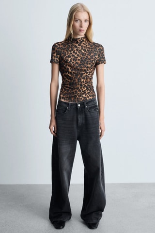 T-shirt imprimé léopard - Marron et noir