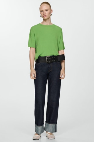 T-shirt maille côtelée - Vert