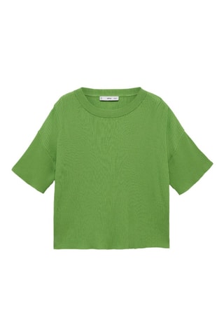 T-shirt maille côtelée - Vert