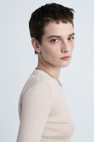 T-shirt maille Lurex - Beige