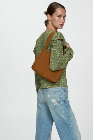 Blouse imprimée à volants - Vert