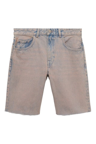 Bermuda en jean effet délavé - Rose et bleu