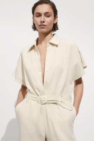 Combinaison avec ceinture - Ecru