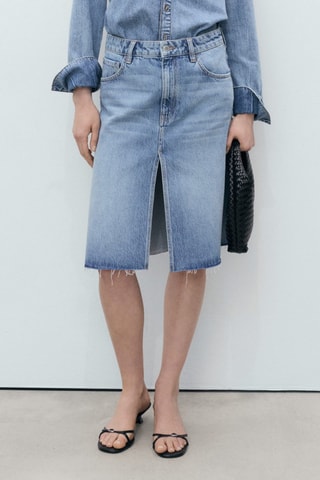 Jupe midi denim - Bleu