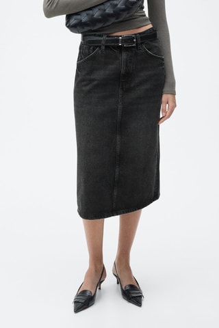 Jupe midi denim - Noir