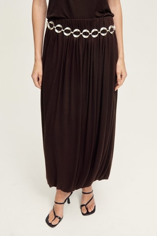 Jupe en laine mélangée avec ourlet bouffant - Chocolat