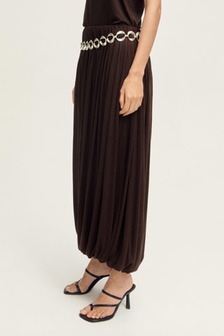 Jupe en laine mélangée avec ourlet bouffant - Chocolat