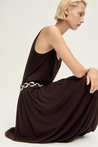 Jupe en laine mélangée avec ourlet bouffant - Chocolat