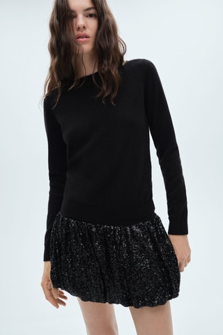 Minijupe boule paillettes - Noir