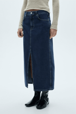 Jupe midi en jean - Bleu