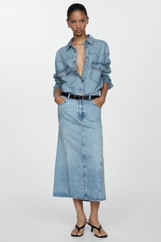 Jupe jean fendue - Bleu