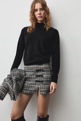 Minijupe tweed noeuds - Noir