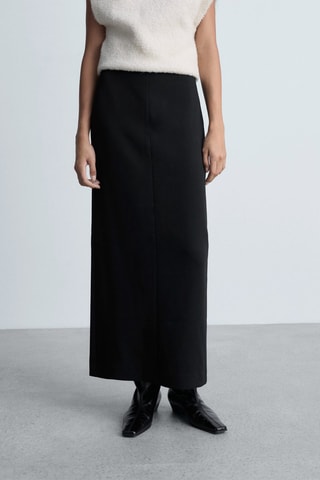 Jupe droite fendue - Noir