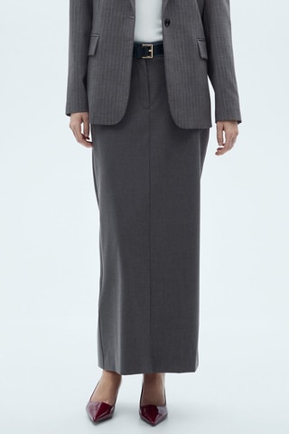 Jupe crayon longue fendue - Gris
