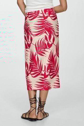 Jupe imprimée fendue - Beige et rose foncé