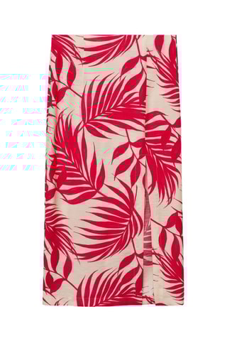 Jupe imprimée fendue - Beige et rose foncé