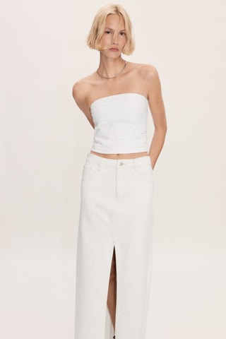 Jupe jean fendue - Blanc