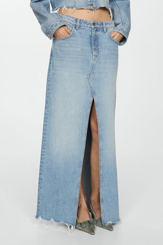 Jupe en jean bas effiloché - Bleu