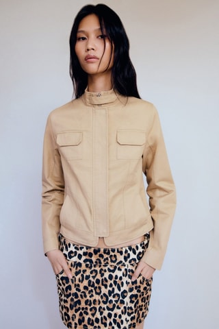 Minijupe en jean léopard - Beige et marron