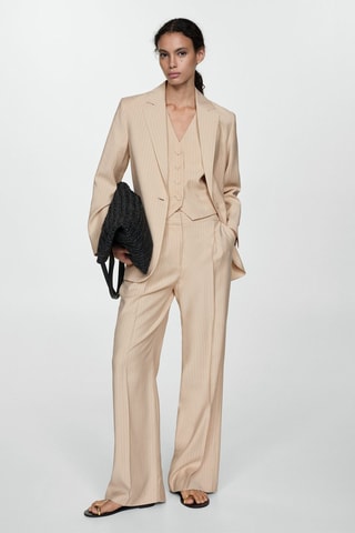 Blazer costume rayures - Beige