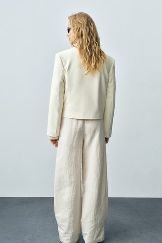 Blazer crop structuré - Blanc cassé