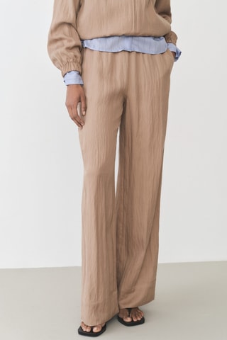 Pantalon droit lyocell texturé - Marron
