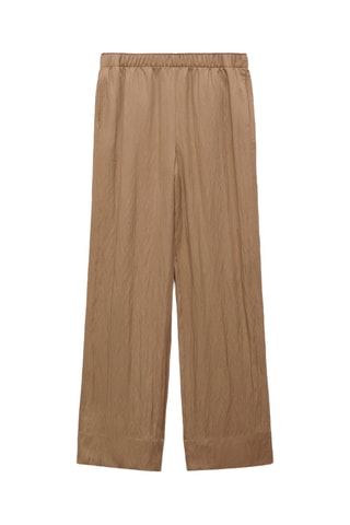 Pantalon droit lyocell texturé - Marron