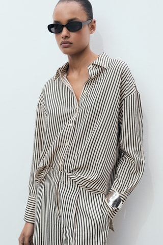 Chemise rayée texturée - Ecru