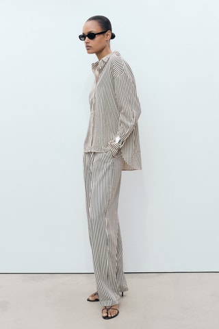 Chemise rayée texturée - Ecru