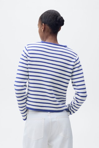 Cardigan maille rayures - Bleu