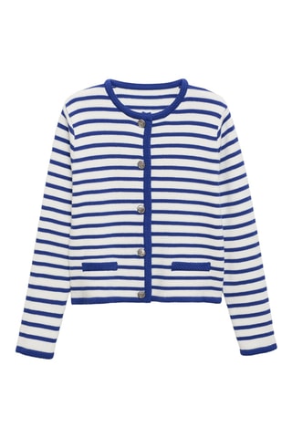 Cardigan maille rayures - Bleu