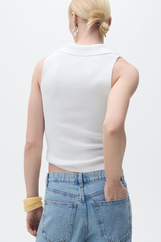 Top maille col polo - Ecru