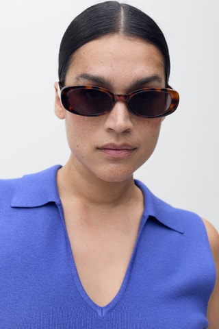 Top maille col polo - Bleu