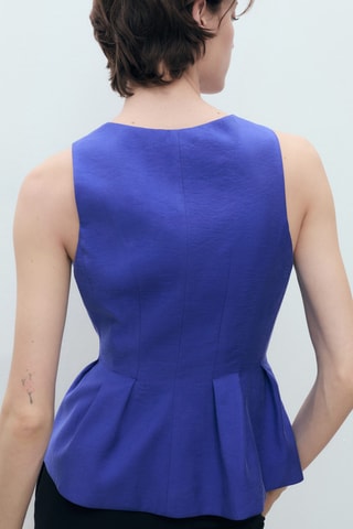 Top modal col en V - Bleu