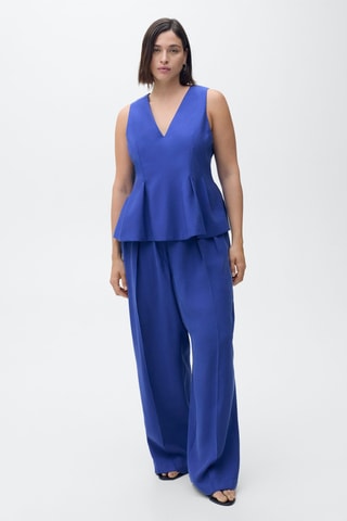 Top modal col en V - Bleu