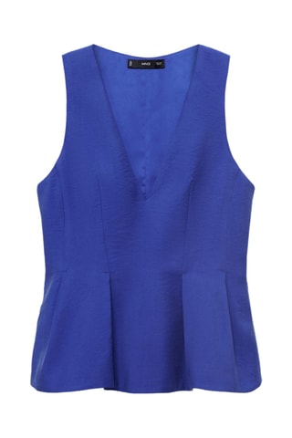 Top modal col en V - Bleu