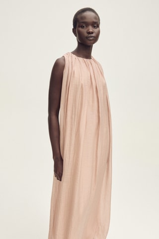 Robe froncée bas bouffant - Beige