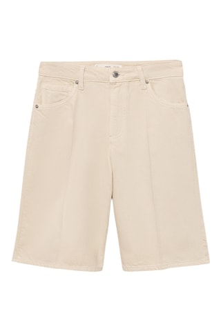 Bermuda jorts en denim taille haute - Blanc