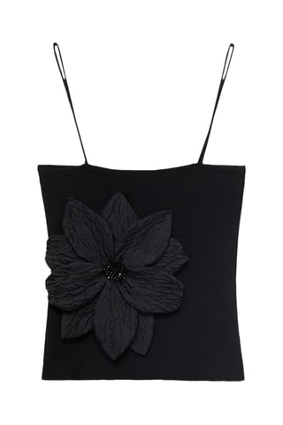 Top en maille bretelles maxi fleur - Noir