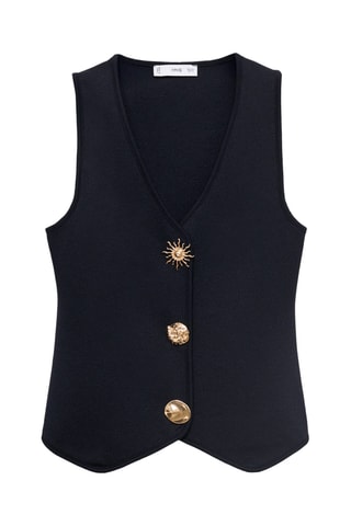 Gilet maille boutons bijoux - Bleu marine