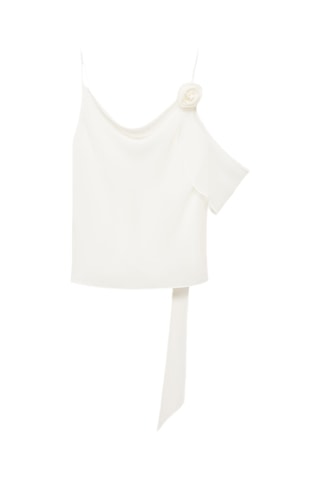 Top drapé détail fleur - Ecru