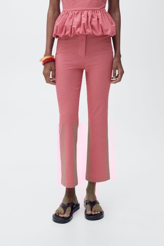 Pantalon à carreaux vichy court - Rouge